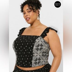 Smocked ruffle Crop Top